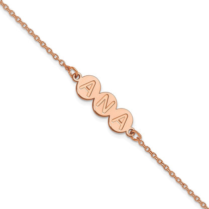 Rose Plated Sterling Silver/Rose 3 Letter Bubble Bracelet