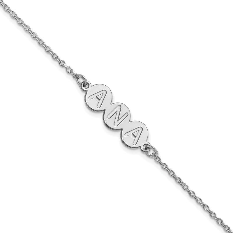 14K White Gold 3 Letter Bubble Bracelet
