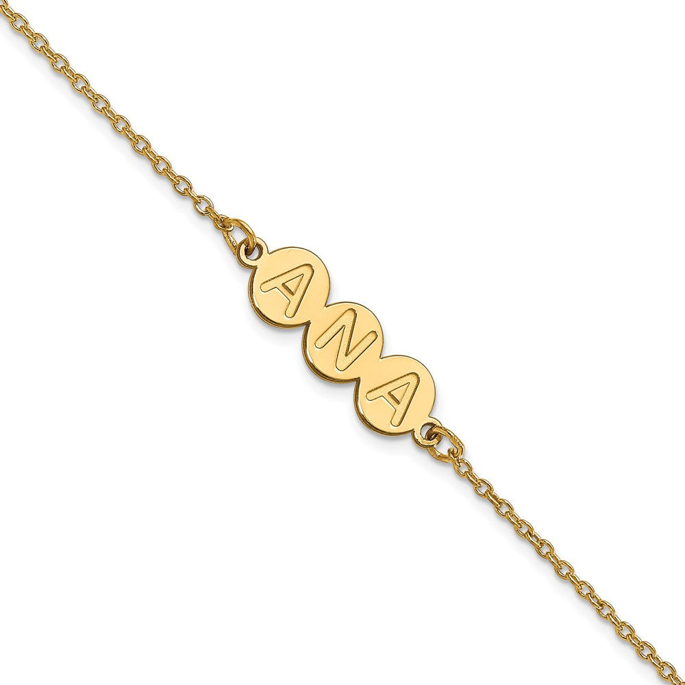 14K Yellow Gold 3 Letter Bubble Bracelet