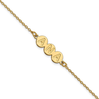 14K Yellow Gold 3 Letter Bubble Bracelet