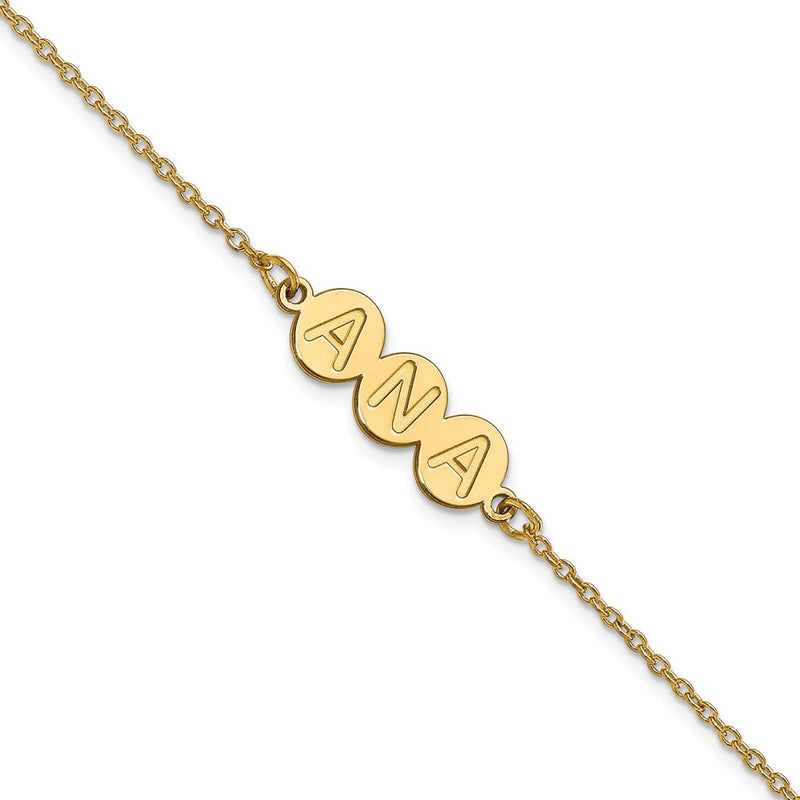 14K Yellow Gold 3 Letter Bubble Bracelet
