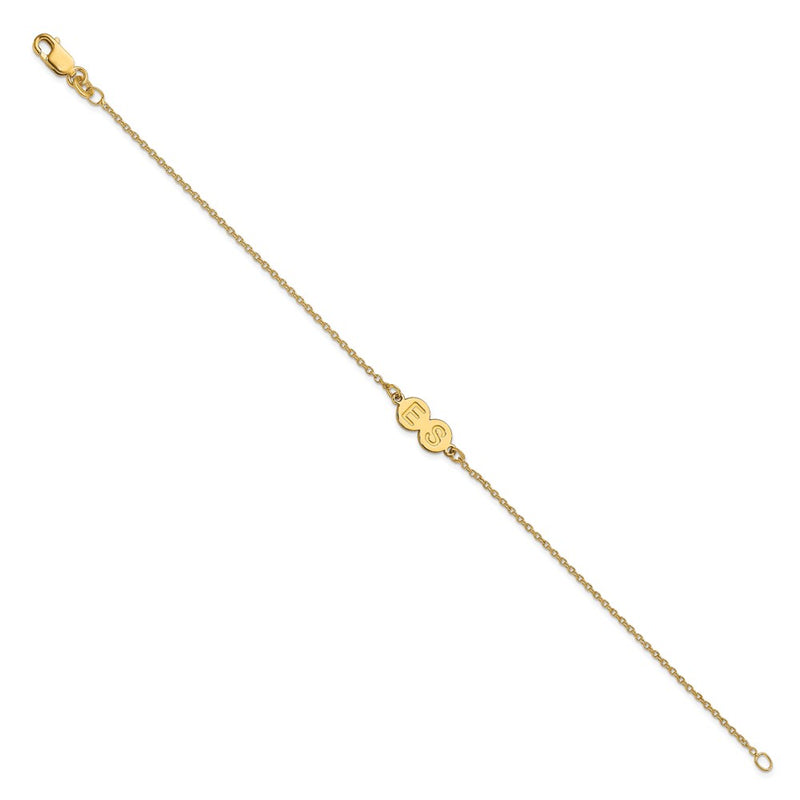 Gold Plated Sterling Silver/Gold 2 Letter Bubble Bracelet