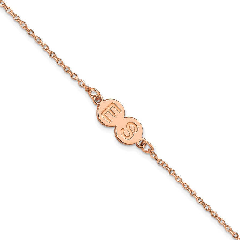 Rose Plated Sterling Silver/Rose 2 Letter Bubble Bracelet