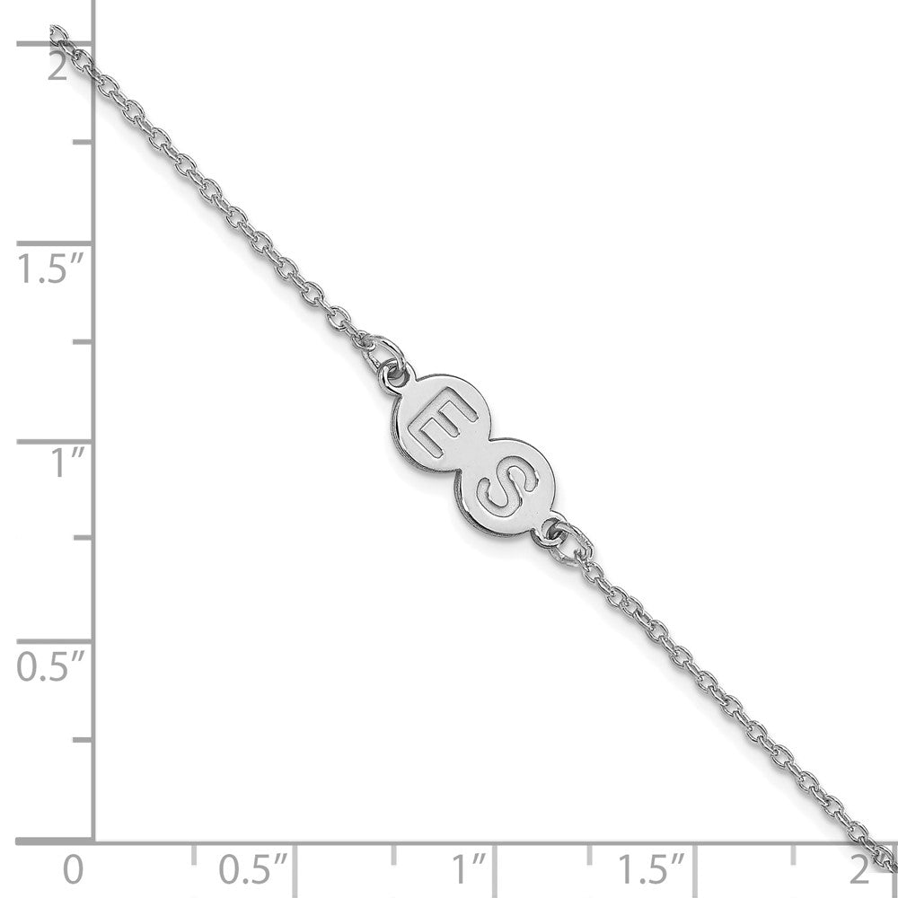 Sterling Silver Silver/Rhodium Plated 2 Letter Bubble Bracelet