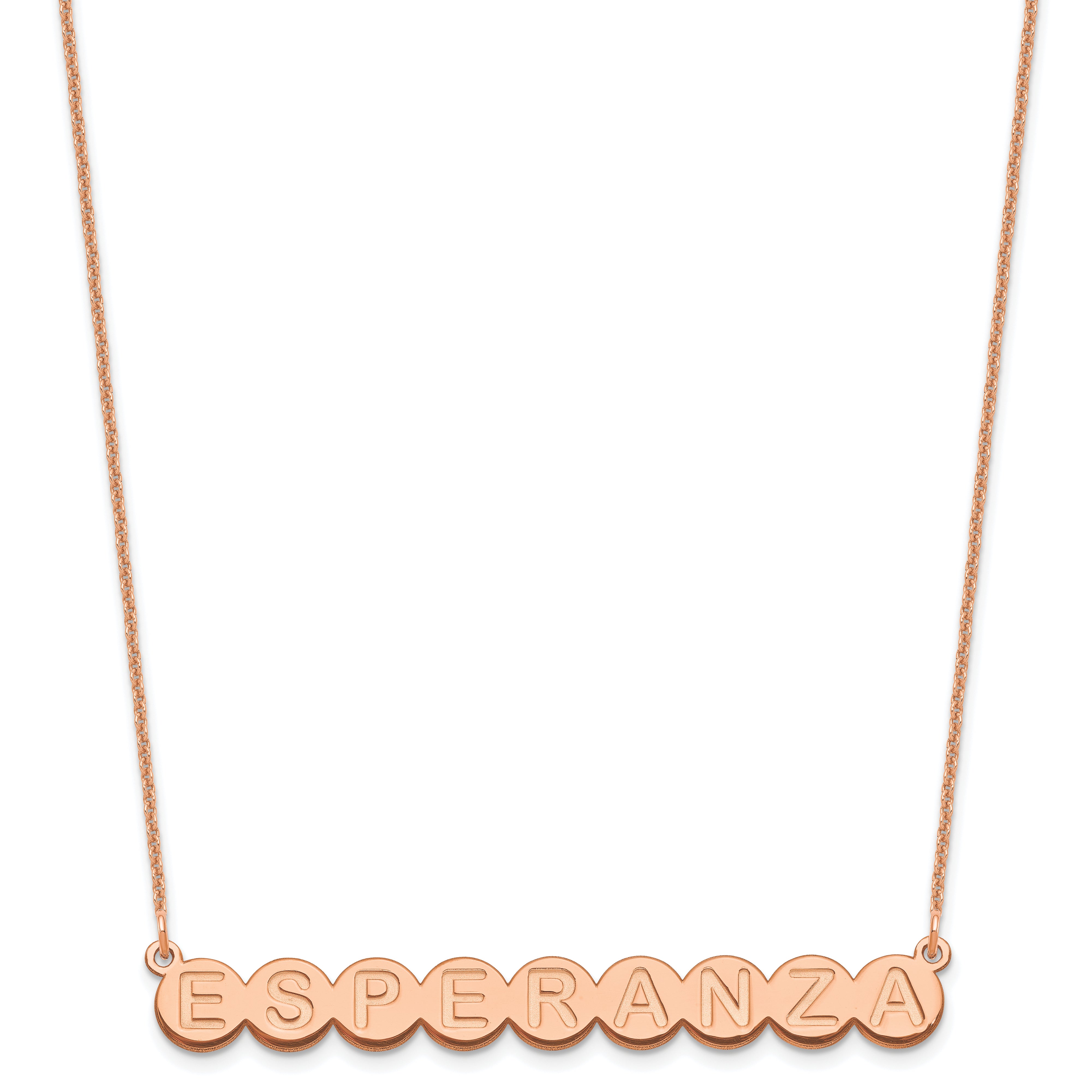 14K Rose Gold 9 Letter Bubble Necklace