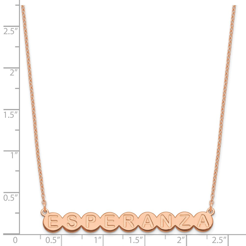 Rose Plated Sterling Silver/Rose 9 Letter Bubble Necklace