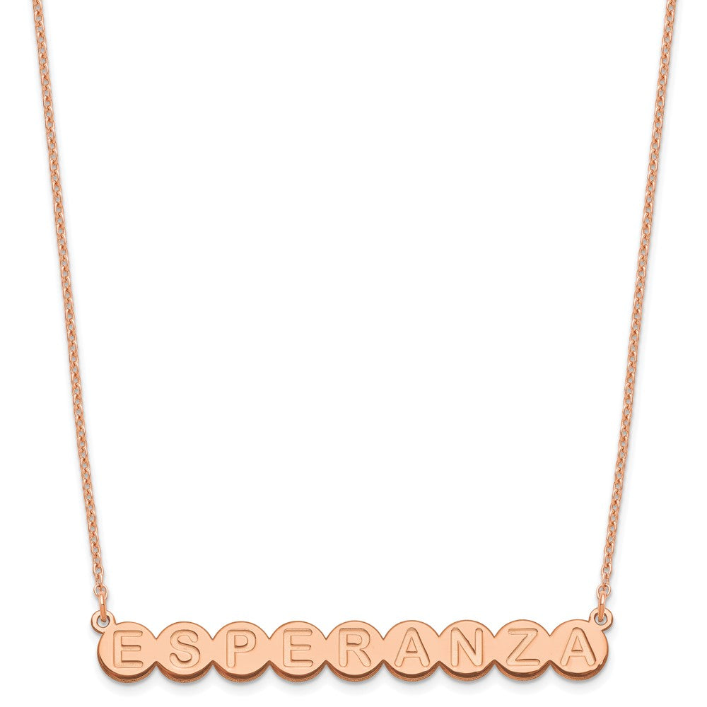 Rose Plated Sterling Silver/Rose 9 Letter Bubble Necklace