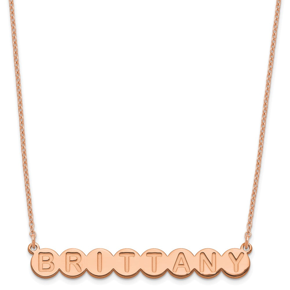 Rose Plated Sterling Silver/Rose 8 Letter Bubble Necklace