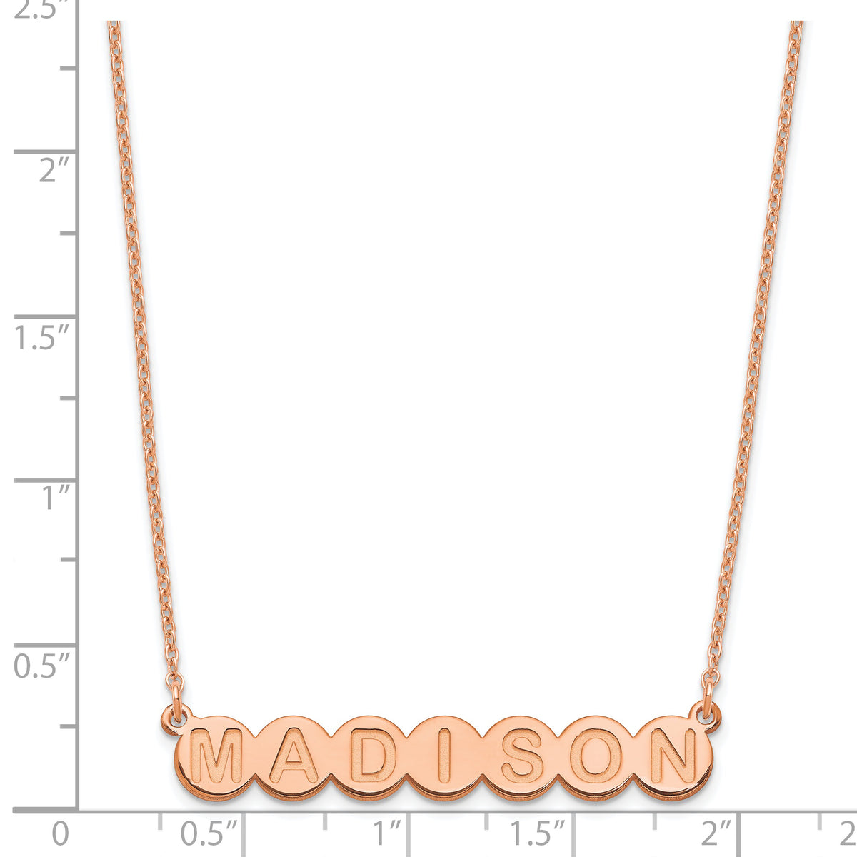 Rose Plated Sterling Silver/Rose 7 Letter Bubble Necklace