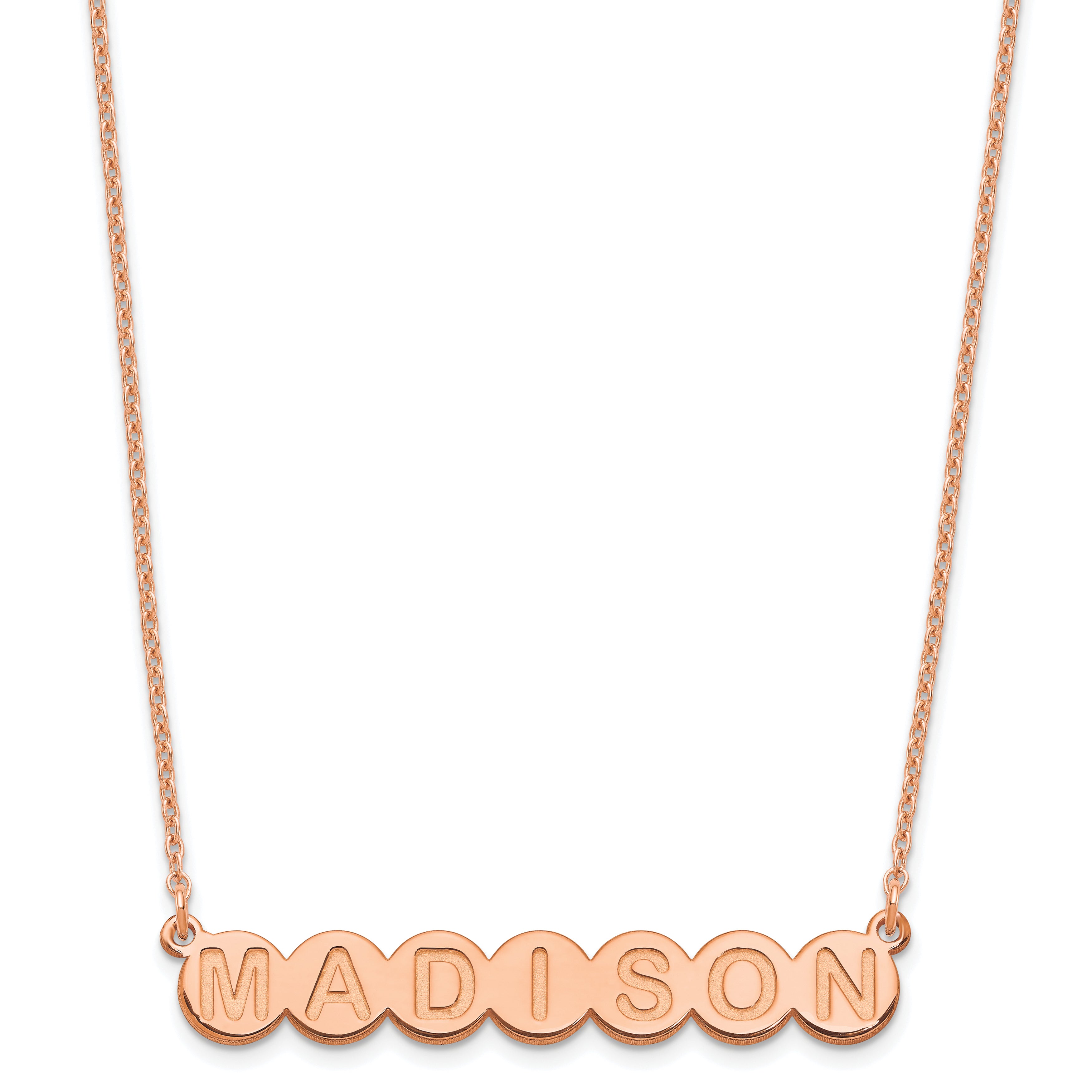 Rose Plated Sterling Silver/Rose 7 Letter Bubble Necklace