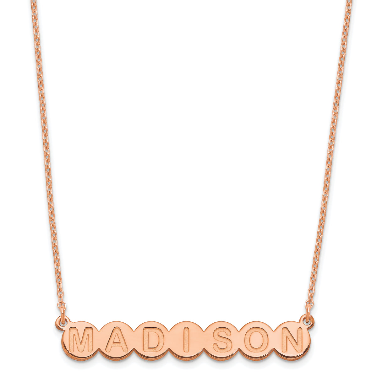 Rose Plated Sterling Silver/Rose 7 Letter Bubble Necklace
