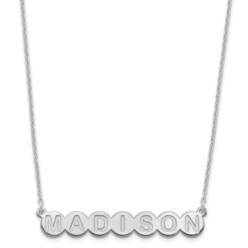 Sterling Silver Silver/Rhodium Plated 7 Letter Bubble Necklace