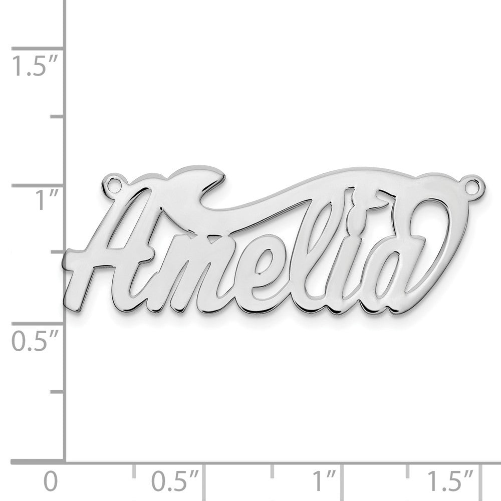 Sterling Silver Silver/Rhodium Plated Polished Name Plate