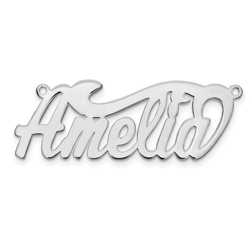 Sterling Silver Silver/Rhodium Plated Polished Name Plate