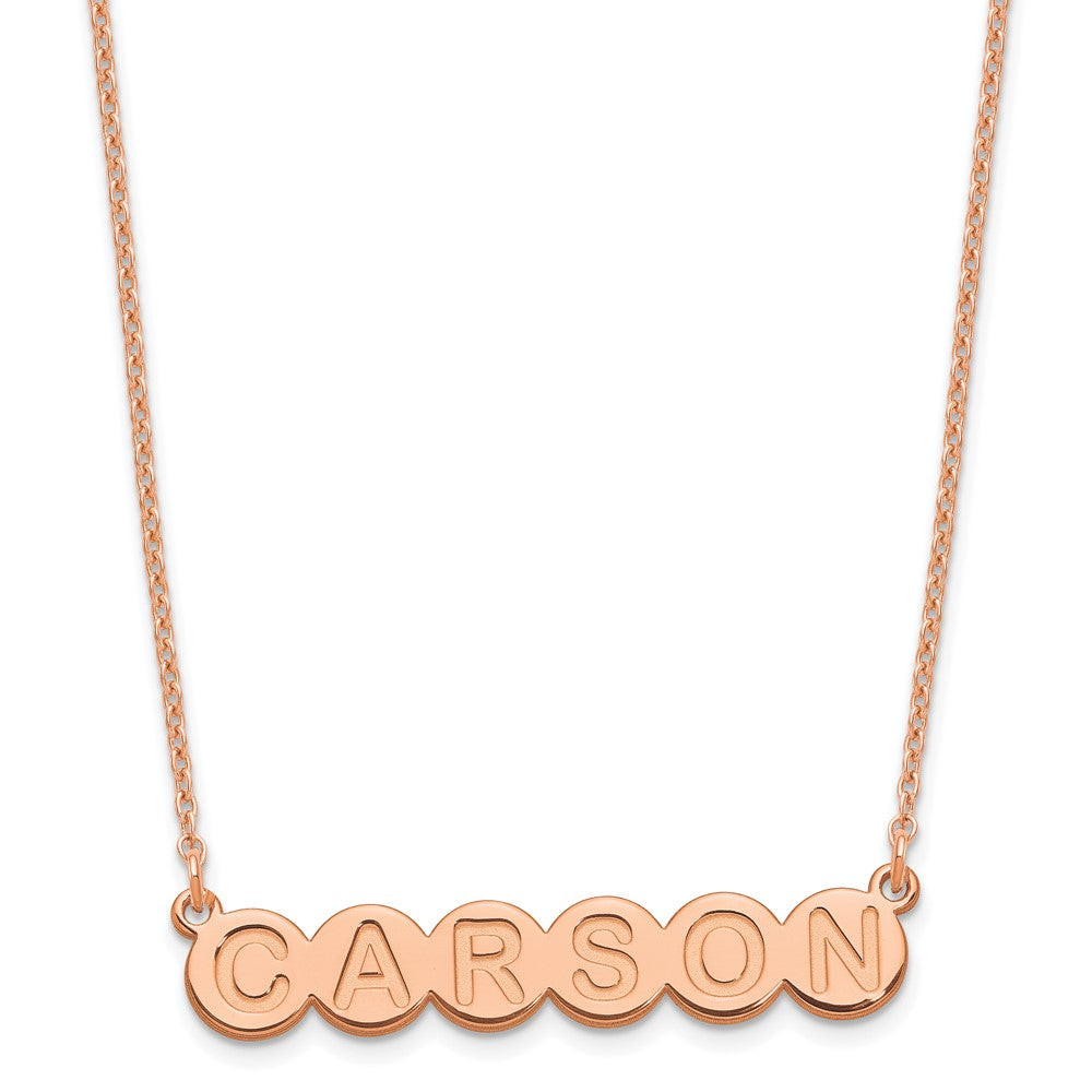 Rose Plated Sterling Silver/Rose 6 Letter Bubble Necklace