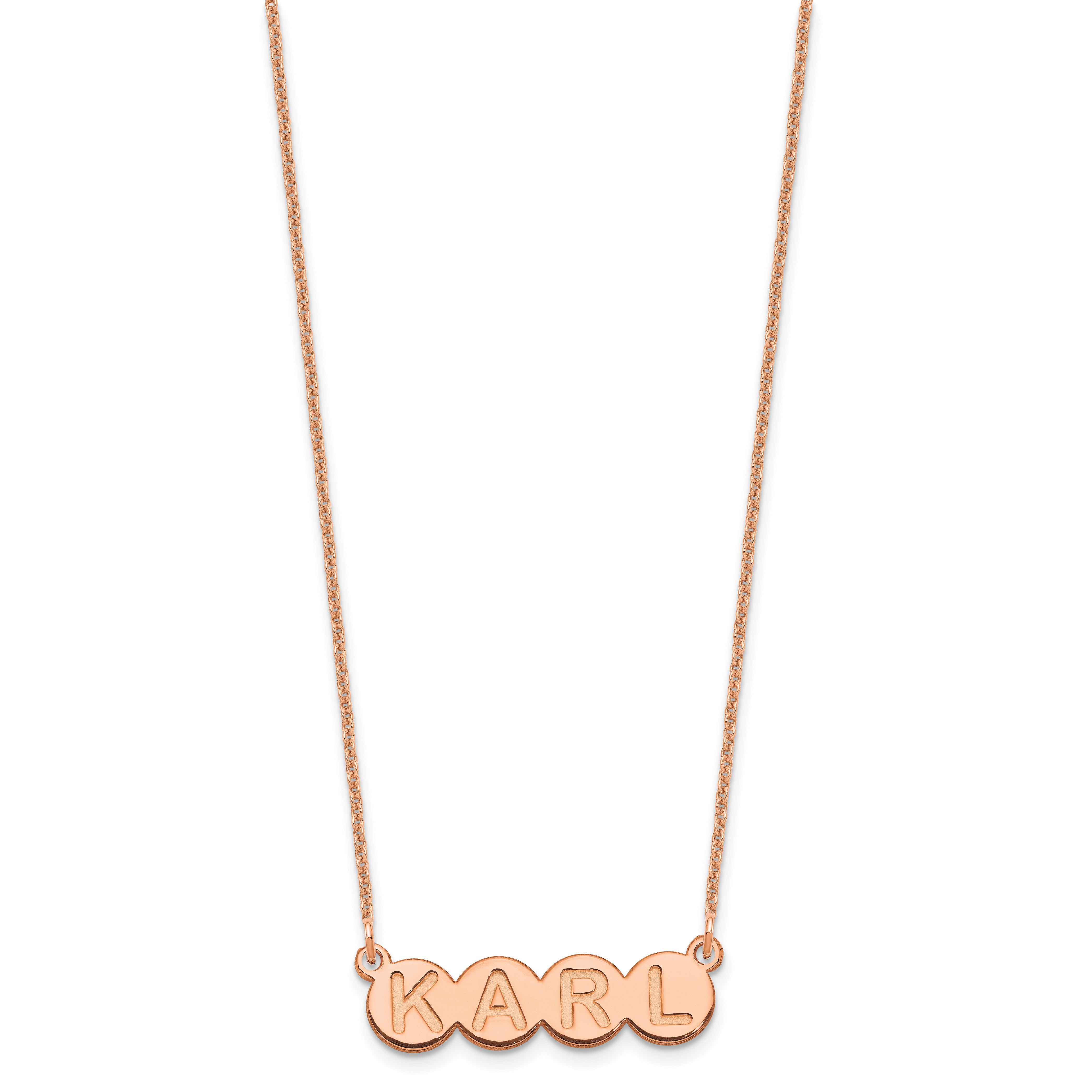 14K Rose Gold 4 Letter Bubble Necklace