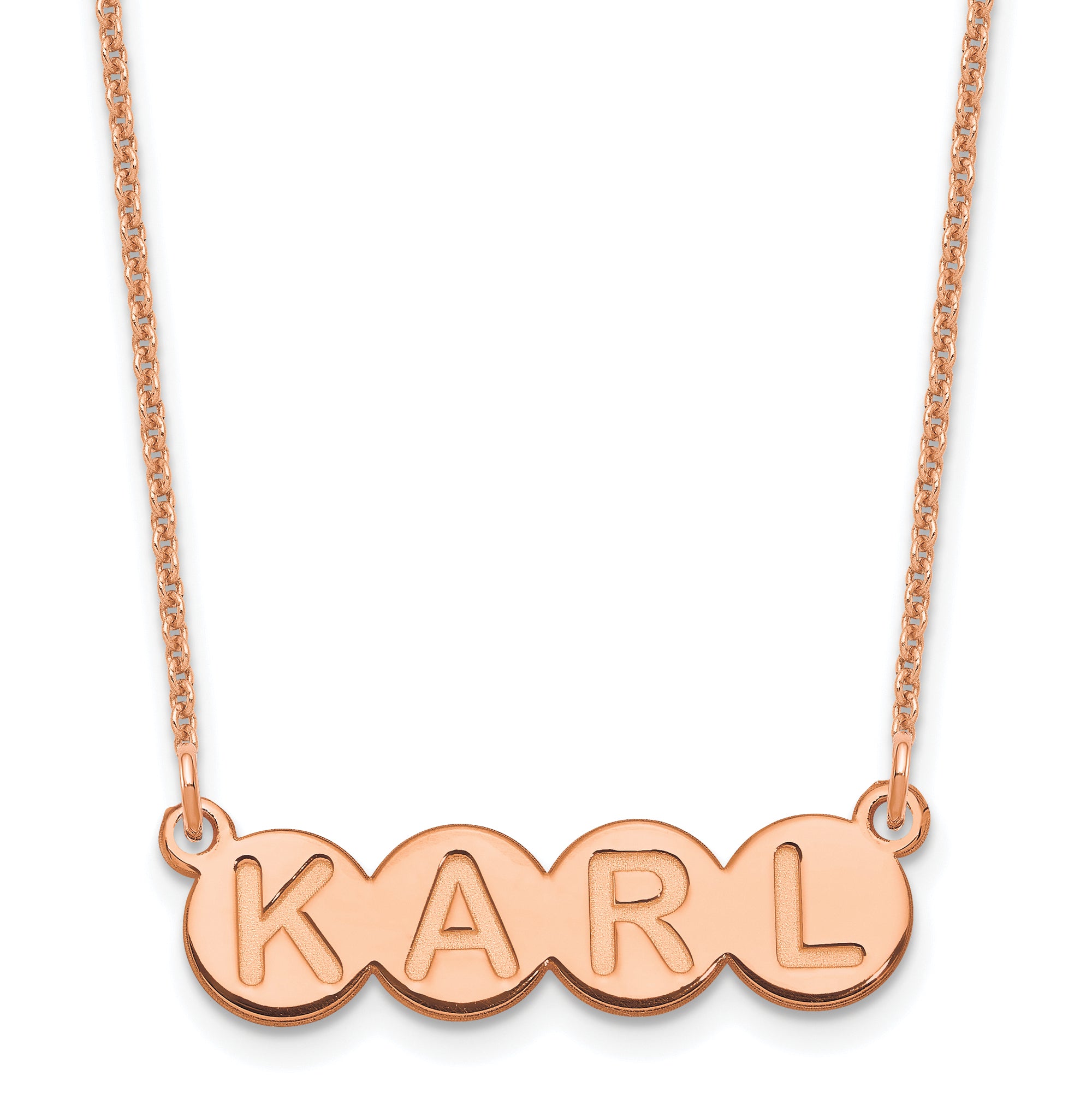 14K Rose Gold 4 Letter Bubble Necklace