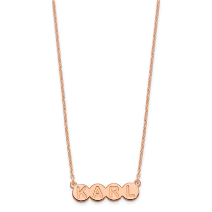 Rose Plated Sterling Silver/Rose 4 Letter Bubble Necklace