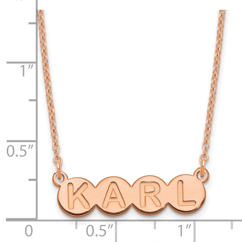 Rose Plated Sterling Silver/Rose 4 Letter Bubble Necklace