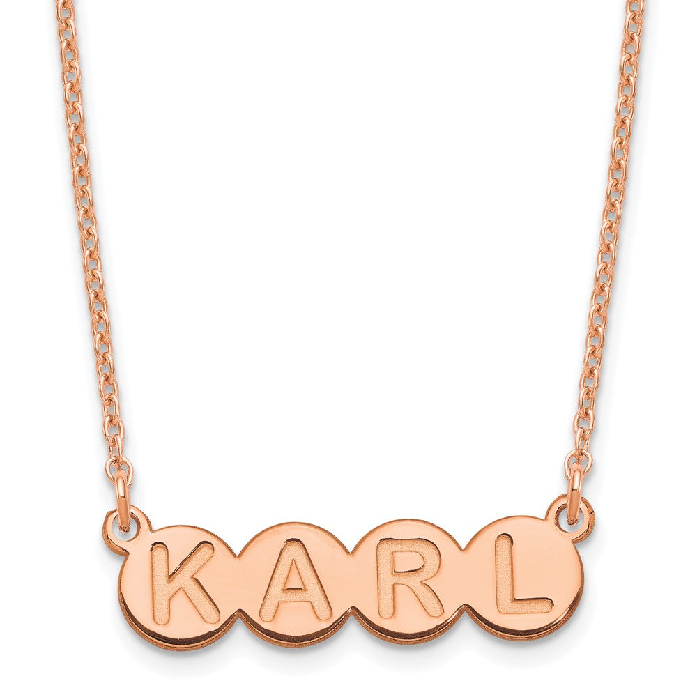 Rose Plated Sterling Silver/Rose 4 Letter Bubble Necklace