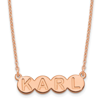 Rose Plated Sterling Silver/Rose 4 Letter Bubble Necklace