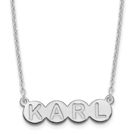 Sterling Silver Silver/Rhodium Plated 4 Letter Bubble Necklace