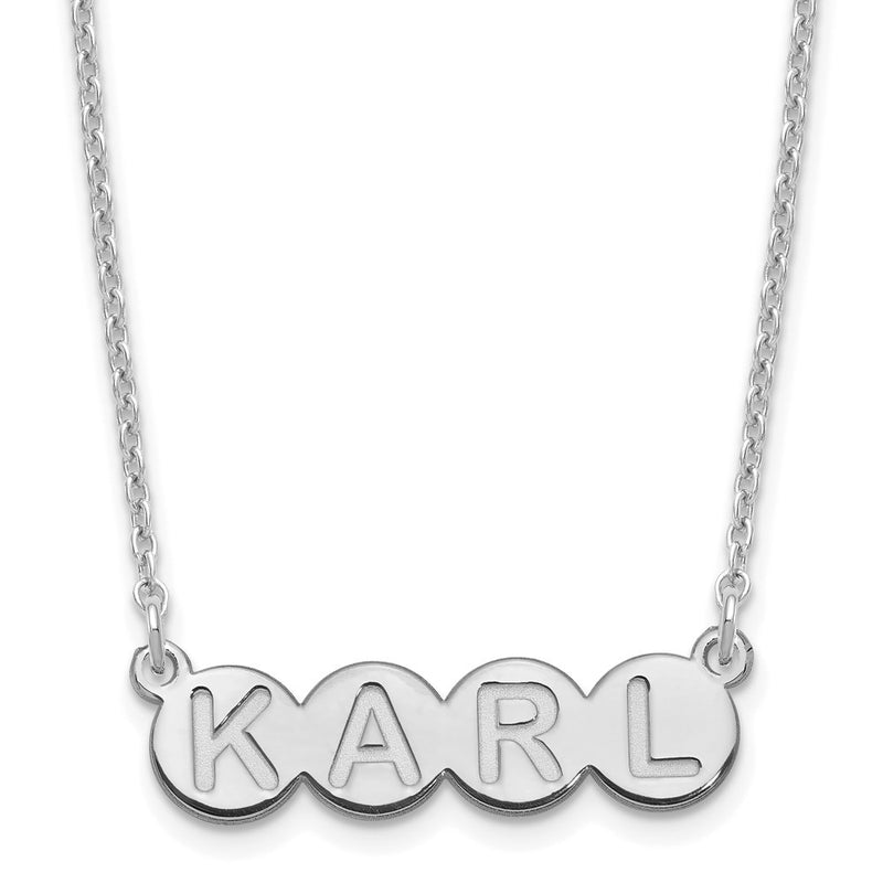 Sterling Silver Silver/Rhodium Plated 4 Letter Bubble Necklace