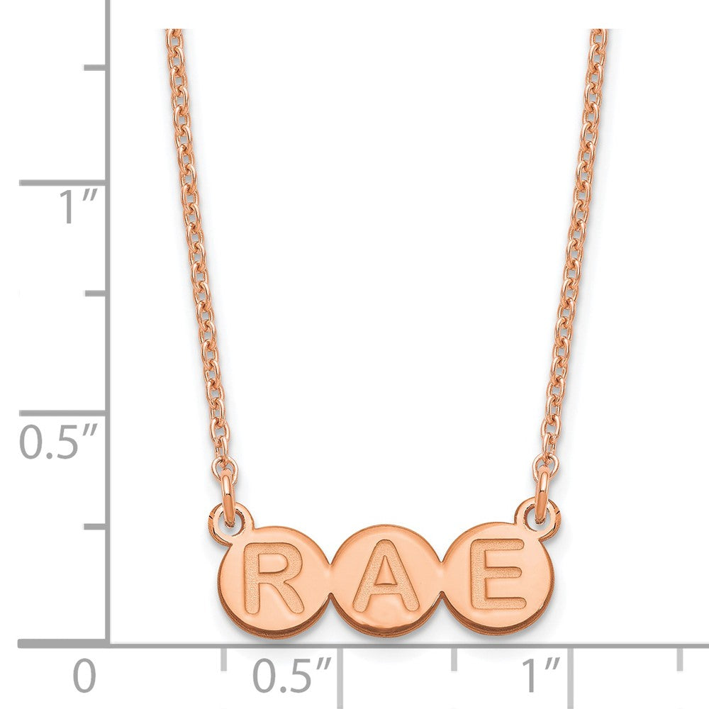 Rose Plated Sterling Silver/Rose 3 Letter Bubble Necklace