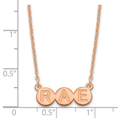 Rose Plated Sterling Silver/Rose 3 Letter Bubble Necklace