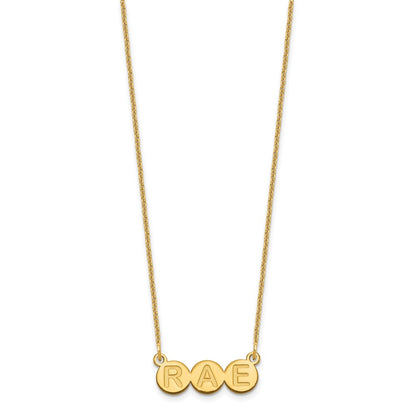 14K Yellow Gold 3 Letter Bubble Necklace