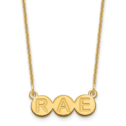 14K Yellow Gold 3 Letter Bubble Necklace