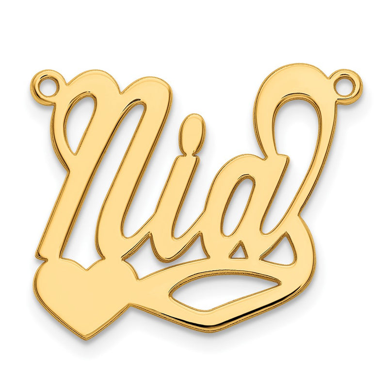 Gold Plated Sterling Silver/Gold Polished Heart Name Plate