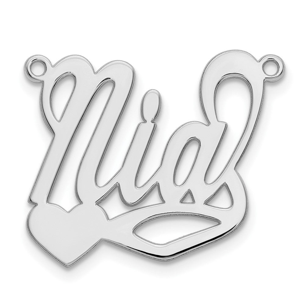 Sterling Silver Silver/Rhodium Plated Polished Heart Name Plate