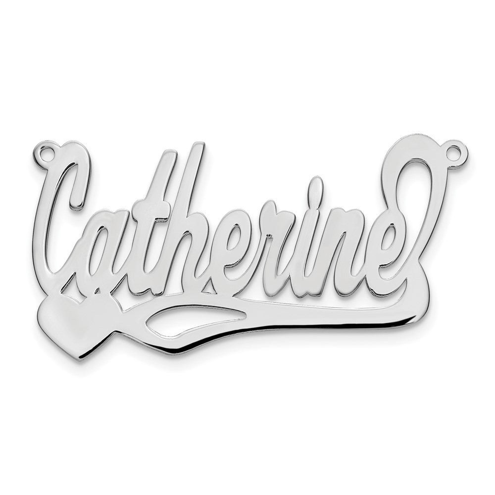 Sterling Silver Silver/Rhodium Plated Polished Heart Name Plate