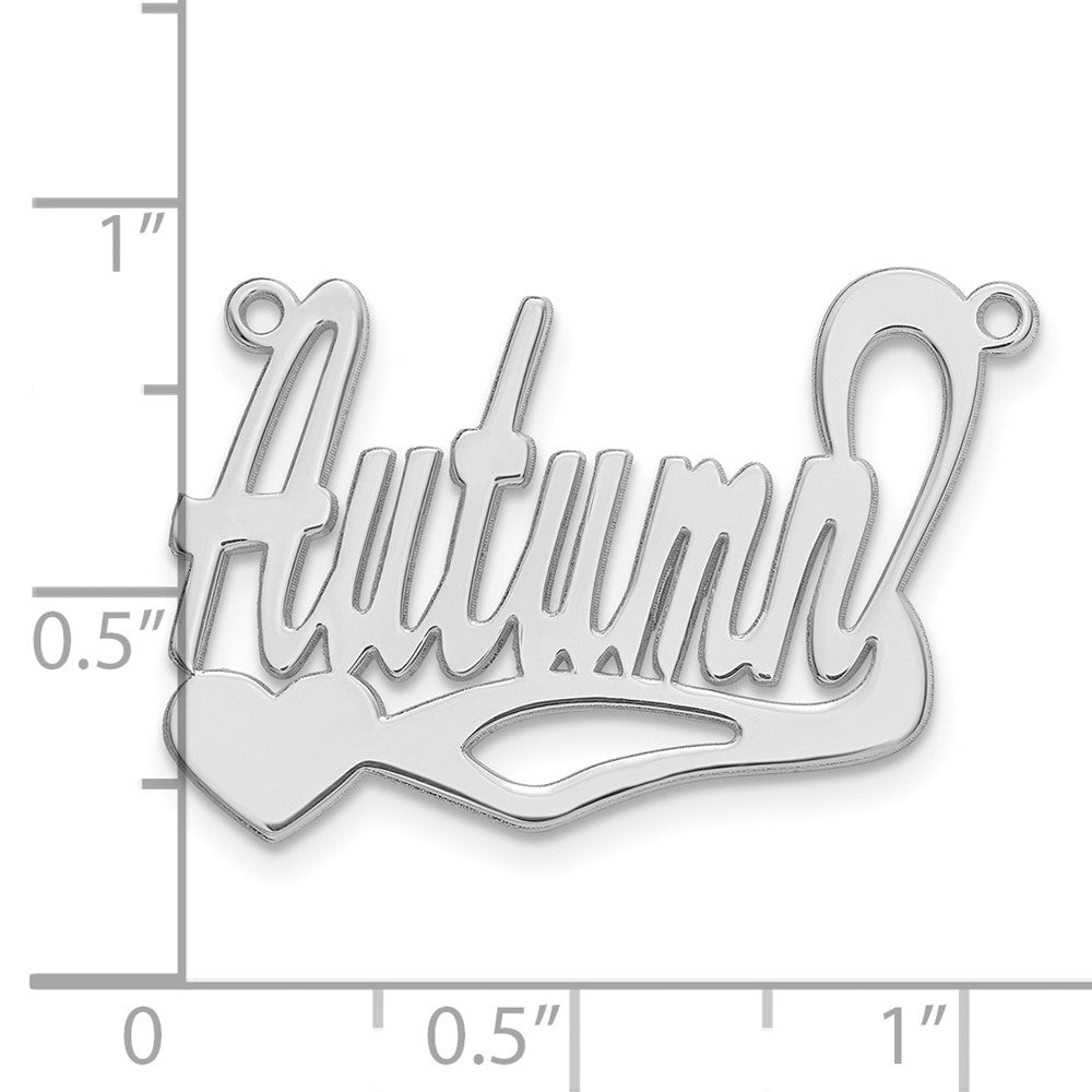 Sterling Silver Silver/Rhodium Plated Polished Heart Name Plate
