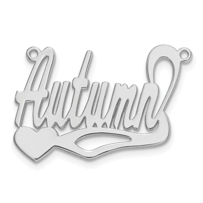 Sterling Silver Silver/Rhodium Plated Polished Heart Name Plate