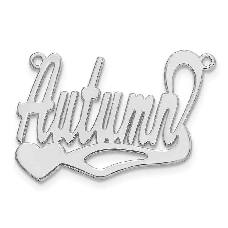 Sterling Silver Silver/Rhodium Plated Polished Heart Name Plate