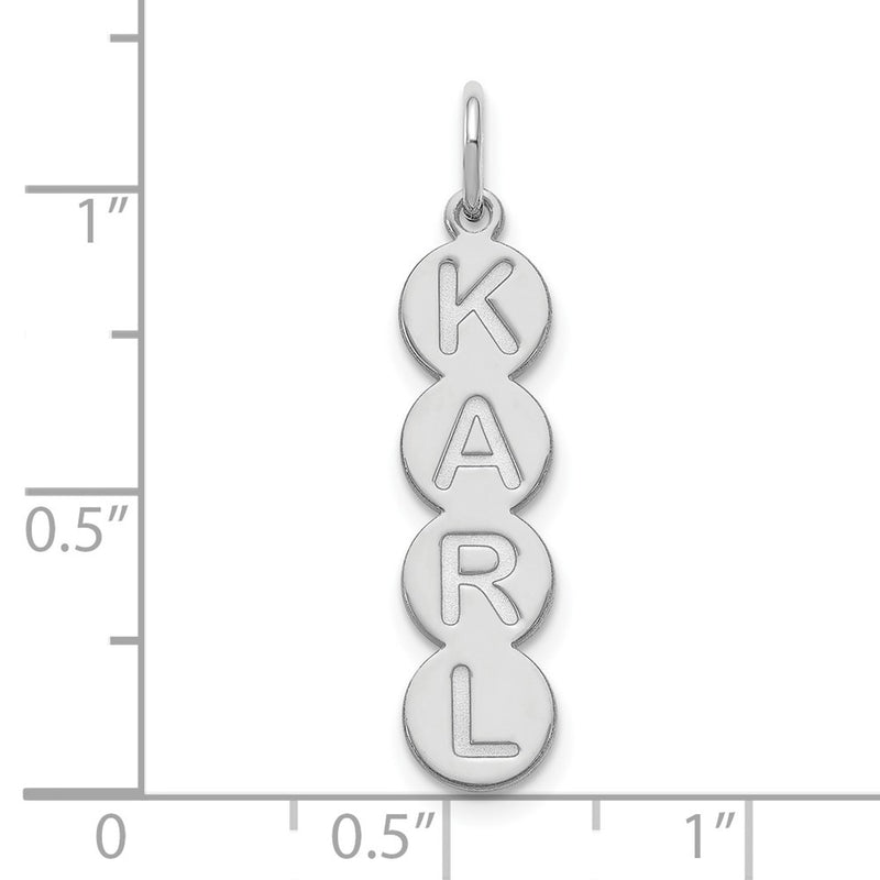 Sterling Silver Silver/Rhodium Plated 4 Letter Bubble Pendant