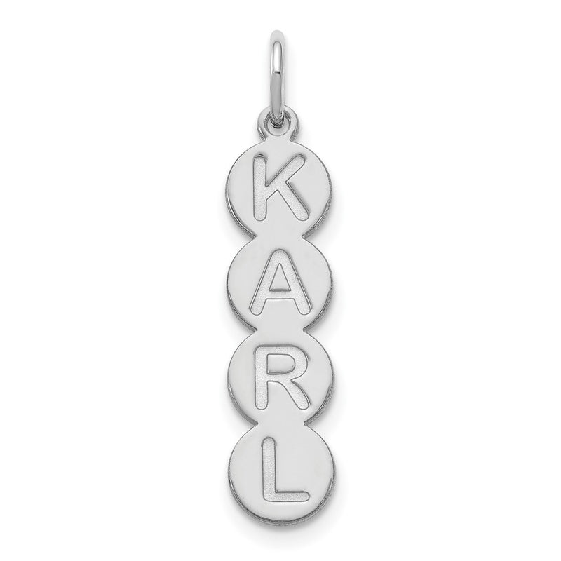 Sterling Silver Silver/Rhodium Plated 4 Letter Bubble Pendant