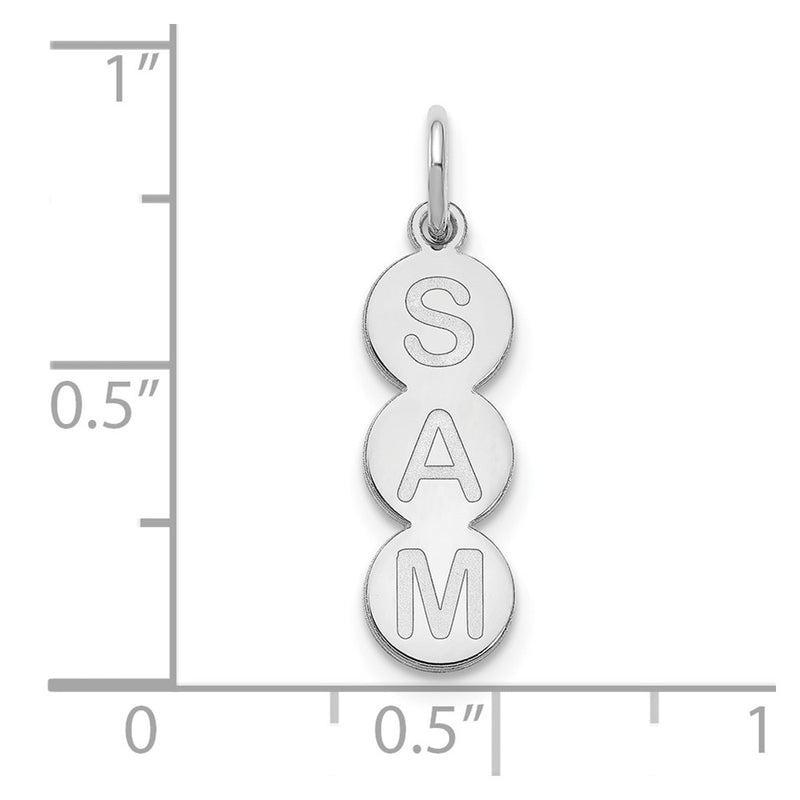 Sterling Silver Silver/Rhodium Plated 3 Letter Bubble Pendant