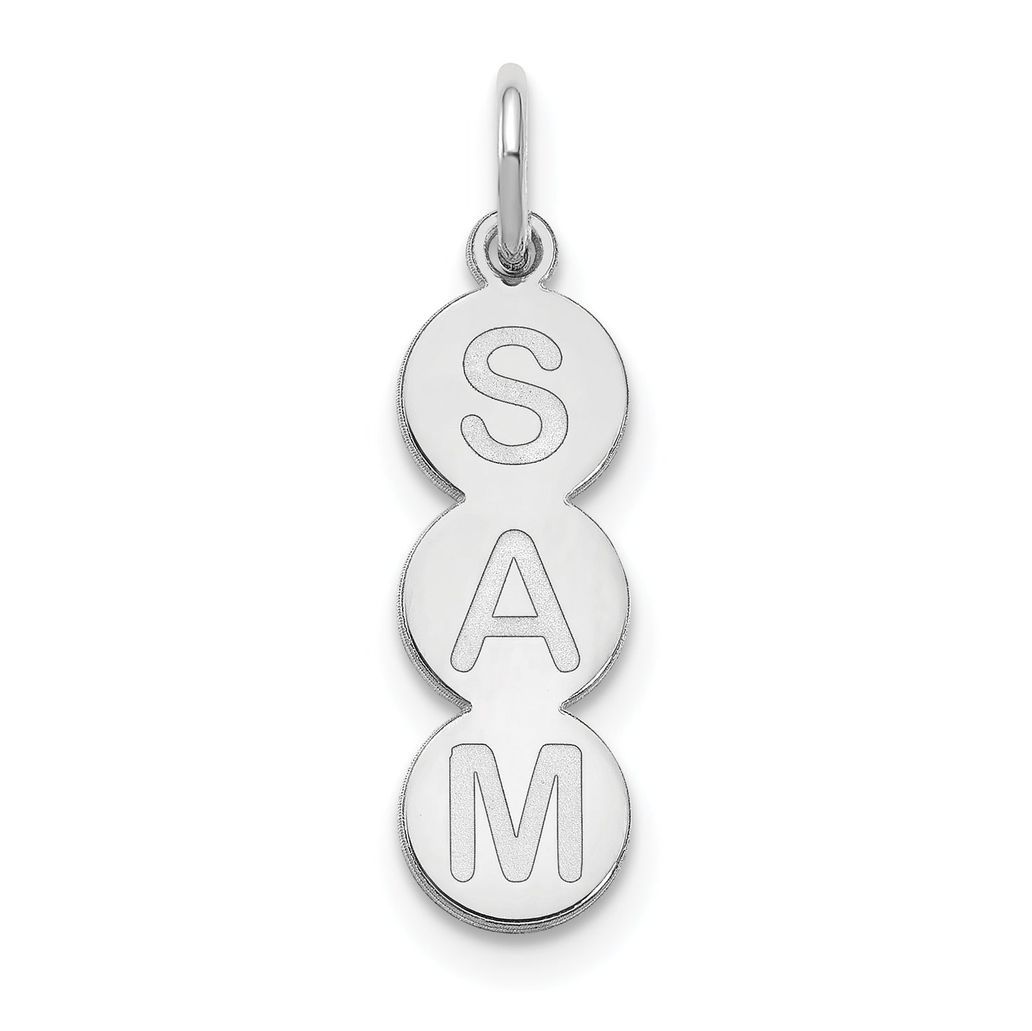 14K White Gold 3 Letter Bubble Pendant