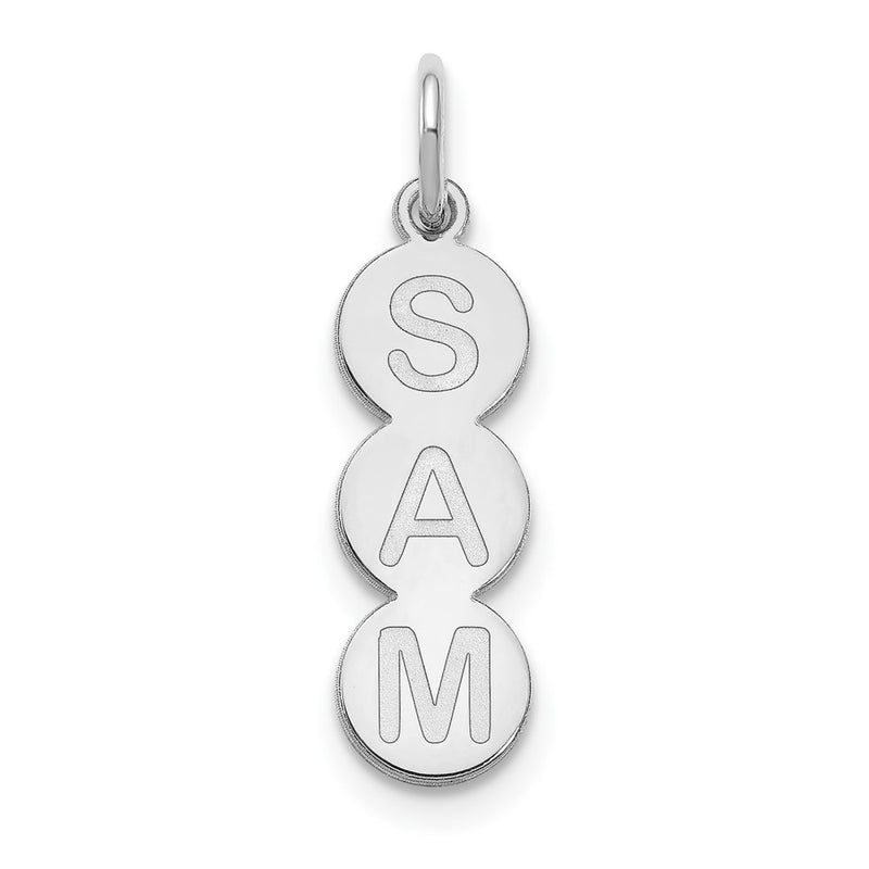Sterling Silver Silver/Rhodium Plated 3 Letter Bubble Pendant