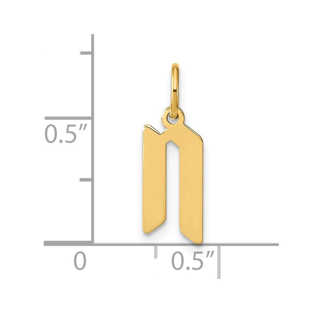 14k Yellow Gold 14KY Letter N Initial Pendant