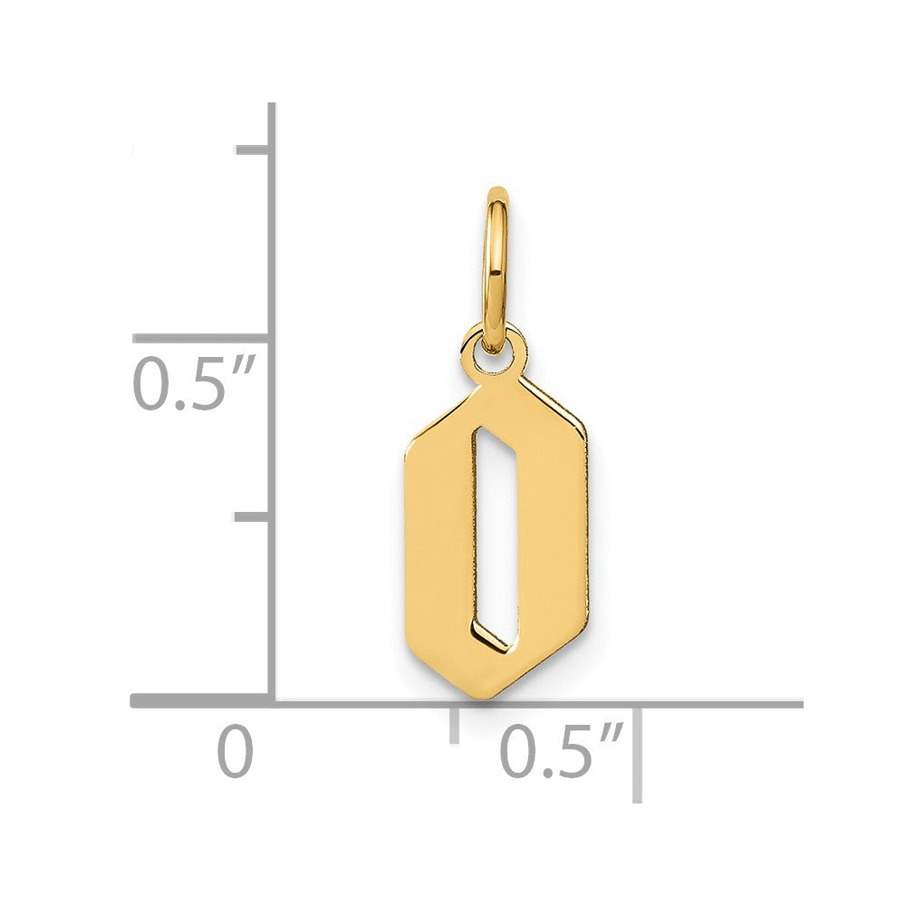14k Yellow Gold 14KY Letter O Initial Pendant