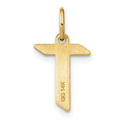 14k Yellow Gold 14KY Letter T Initial Pendant