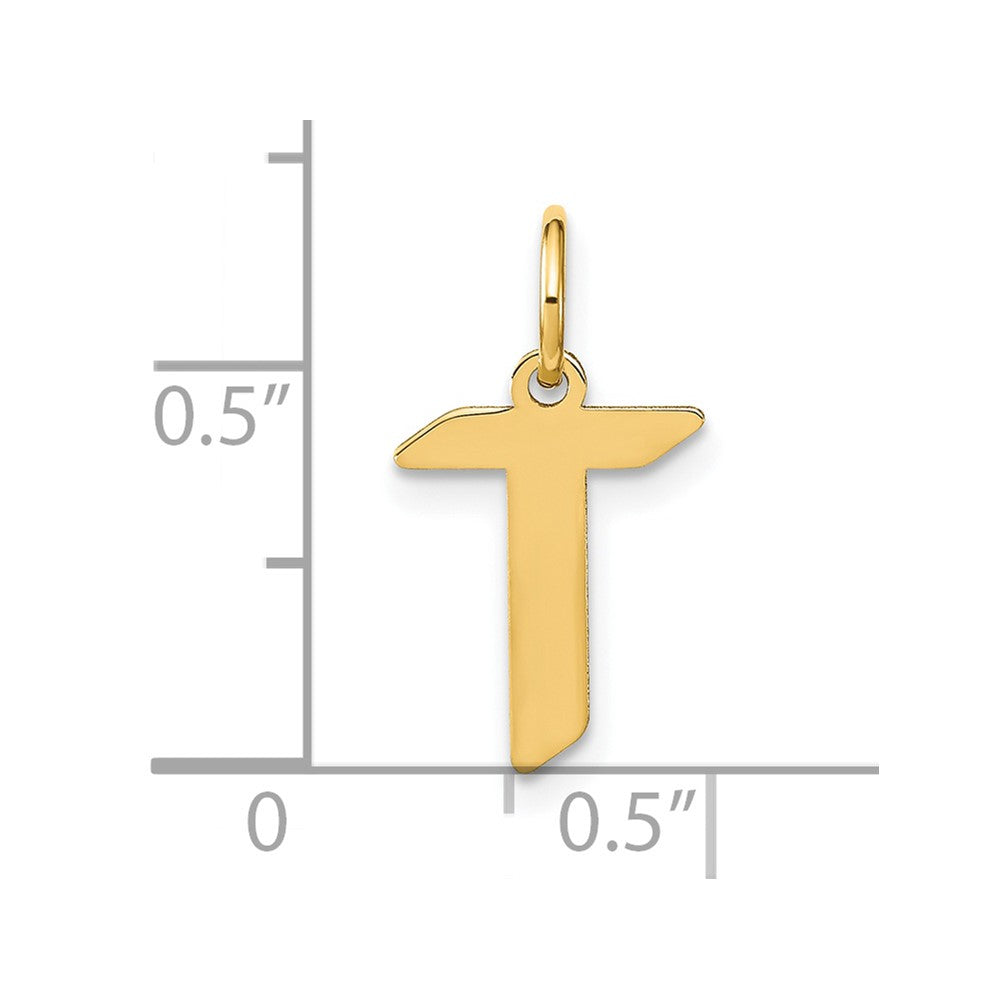 14k Yellow Gold 14KY Letter T Initial Pendant