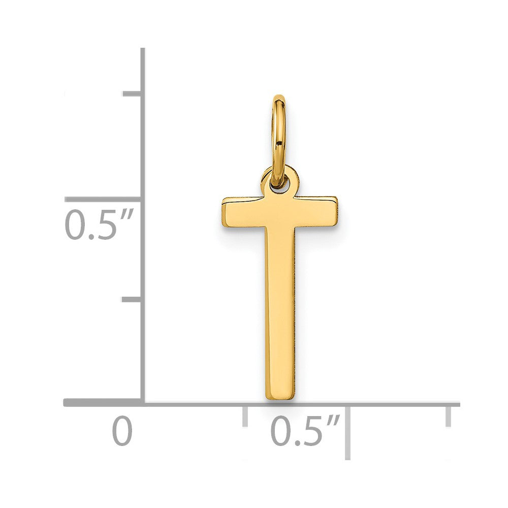 14k Yellow Gold 14ky Letter T Initial Pendant