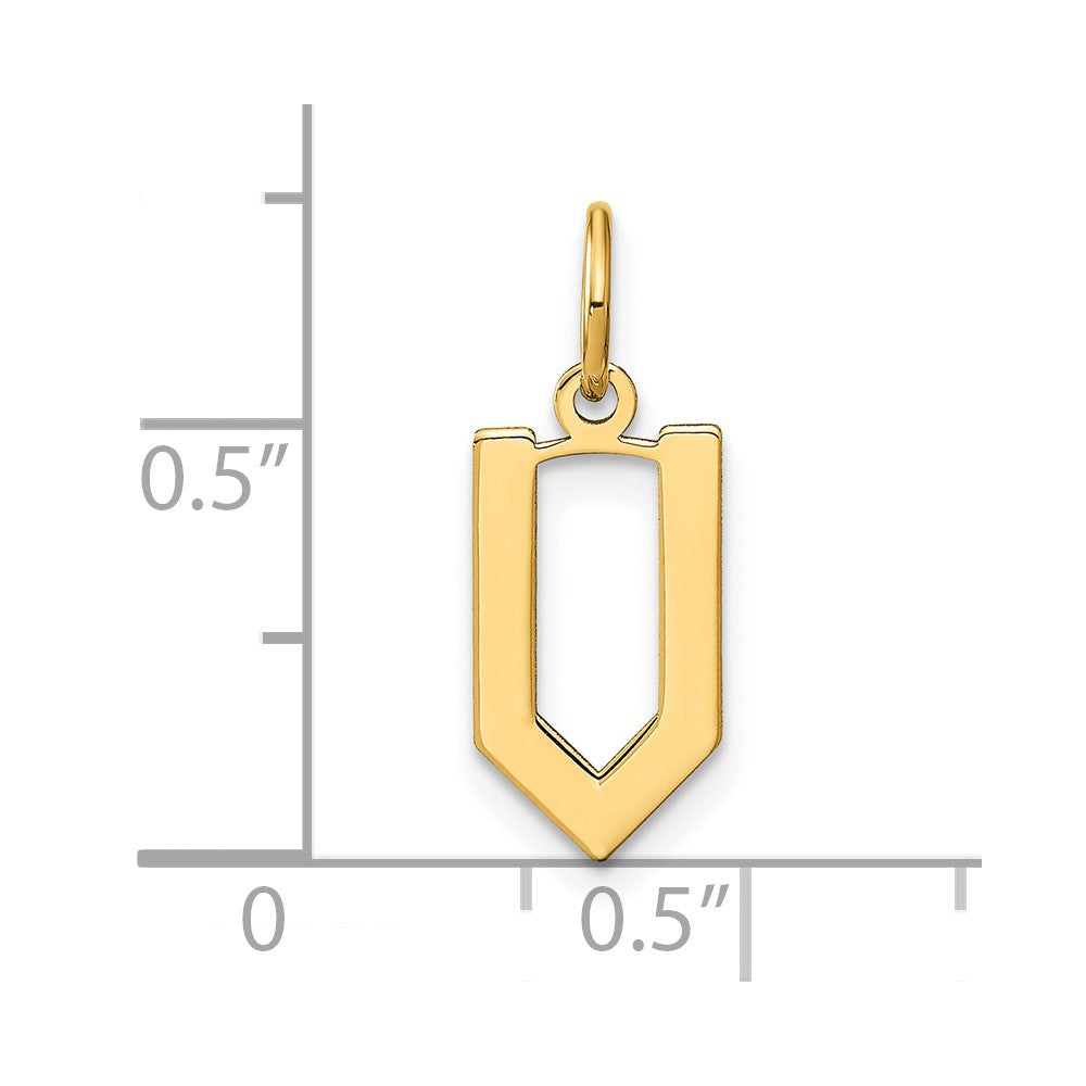 14k Yellow Gold 14ky Letter V Initial Pendant