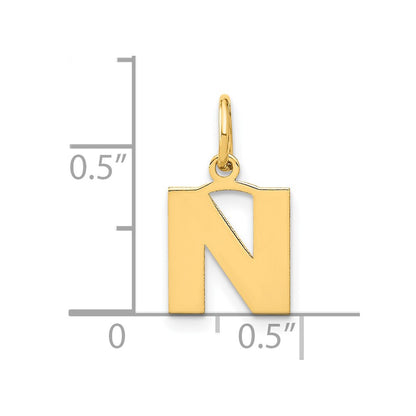 14k Yellow Gold 14ky Letter N Initial Pendant