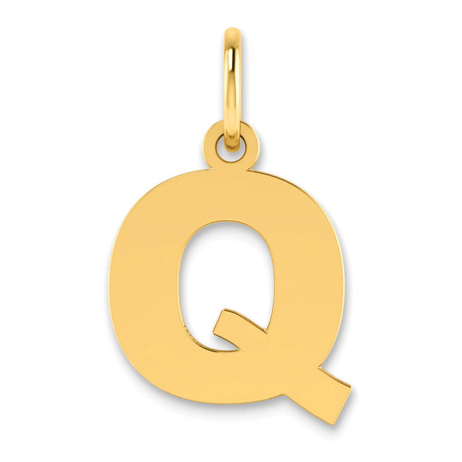 14K Yellow Gold 14Ky Letter Q Initial Pendant